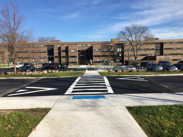 View of new Lincoln Avenue crossing Looking towards the Central 3 parking lot.