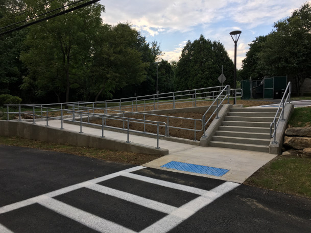 View of new stairs & ramp at the Commons Apartments.