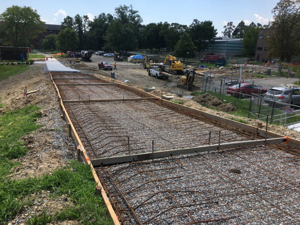 View of Big Haus pathway under construction.