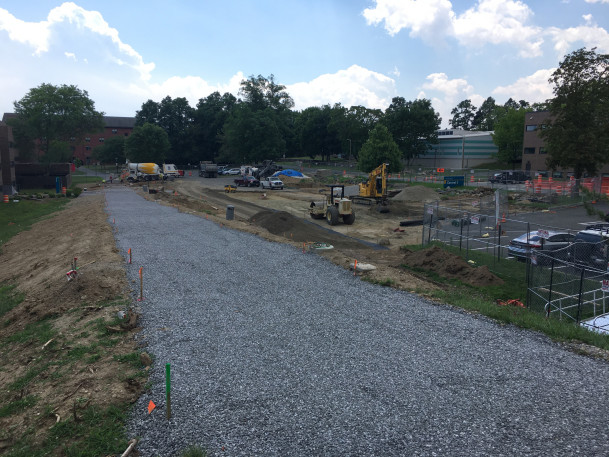 View of Central 3 parking lot under construction looking southwest.