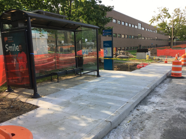 View of Lincoln Avenue bus stop under construction.