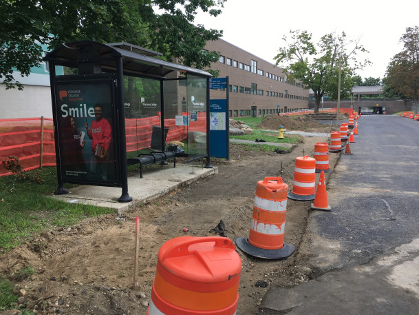 View of the Lincoln Avenue bus stop under construction.