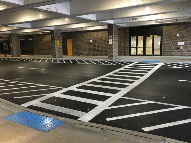 View of new pedestrian crossing to elevator at PAC Underpass.