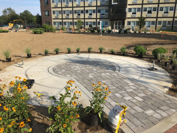 View of new patio in Quad area