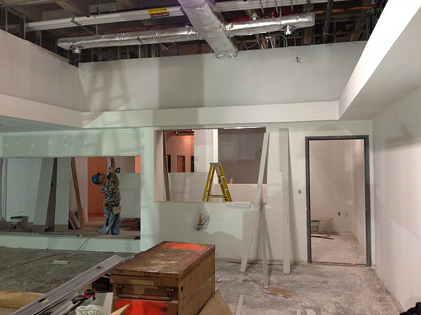 View of new service counter under construction