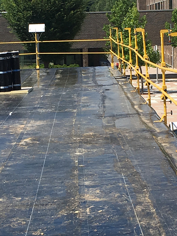 View of Bookstore roof under construction looking north.