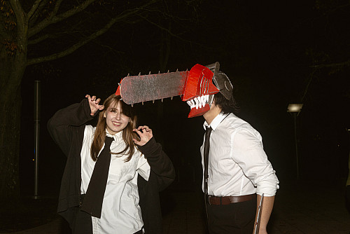 Students deck out for the Halloween Zombie Prom mashup at the Stood.