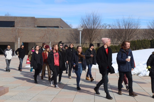 Students on the main plaza to protest gun violence